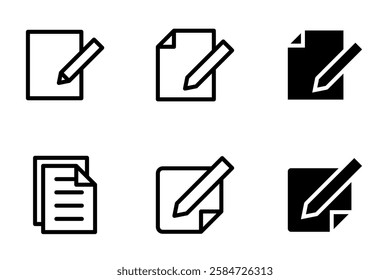 writing paper icon set design template