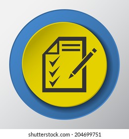 Writing paper icon with shadow. Vector illustrations.