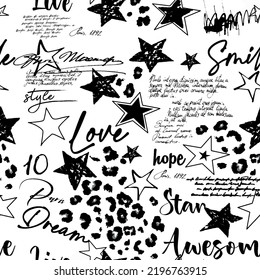 writing pattern. handwritten star pattern. stars lettering, intricate handwriting, shapes, figure, abstract art textile print background
