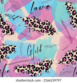 writing pattern. Leopard pattern and handwriting pattern on brushes. written abstract animal pattern. hand written and colorful background