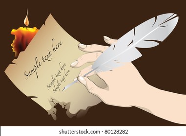 writing pen arm candle flame