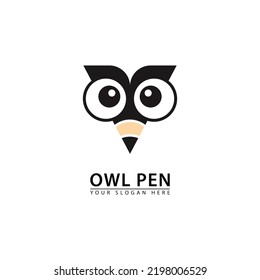 writing pen beak combination owl logo icon. study symbol, study, isolated on white background. vector illustration of simple flat school logo icon.