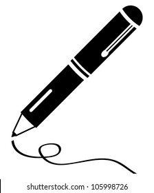 Writing pen clean black icon. Blogging, Writing article, signing contract, creative writing concept.