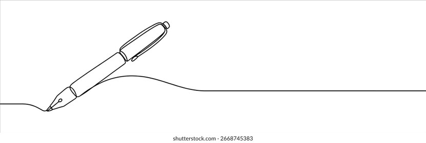 Writing pen continuous one line drawing. Write symbol concept.