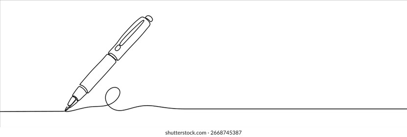 Writing pen continuous one line drawing. Write symbol concept.