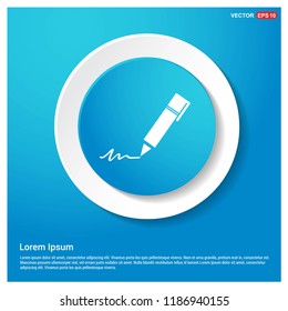Writing pen icon Abstract Blue Web Sticker Button - Free vector icon
