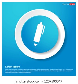 Writing pen icon Abstract Blue Web Sticker Button - Free vector icon