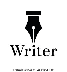 Icono de pluma de escritura. Icono de Vector de pluma de tinta. Icono de Vector de lápiz de tinta