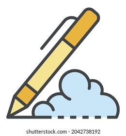 Writing pen icon. Outline writing pen vector icon color flat isolated on white