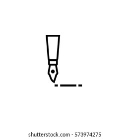 Writing pen line icon, vintage pen