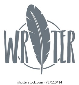 Writing pen logo. Vintage illustration of writing pen vector logo for web