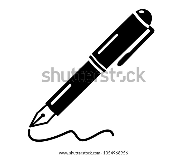Writing Pen Simple Clean Black White Stock Vector Royalty Free 1054968956