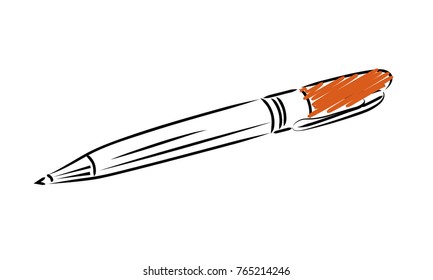 Writing pen template. Outline style drawing icon. Isolated vector illustration for web or print design.
