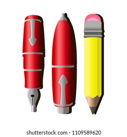 Writing pen vector pencil icon tools design isolated illustration
