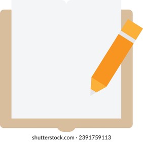 Writing Pencil Book Icon Vector Flat Illustration