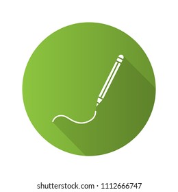 Writing pencil flat linear long shadow icon. Drawing. Vector outline symbol