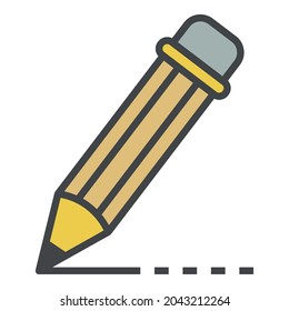 Writing pencil icon. Outline writing pencil vector icon color flat isolated on white
