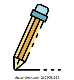 Writing pencil icon. Outline writing pencil vector icon color flat isolated