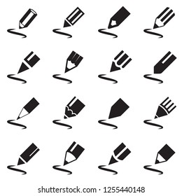 writing Pencil Icon Vector Perfect Black