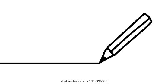 Writing with a pencil, line pattern. Happy word pencil day. Teachers day. Write draw brushes. Pen sign  or symbol. Draw brushes. Drawing cartoon hand copy space symbol or icon. Crayons, crayon banner.