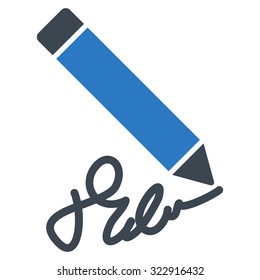 Writing Pencil vector icon. Style is bicolor flat symbol, smooth blue colors, rounded angles, white background.