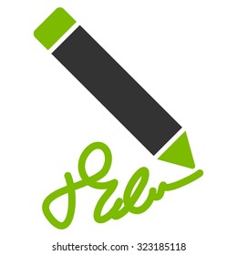 Writing Pencil vector icon. Style is bicolor flat symbol, eco green and gray colors, rounded angles, white background.