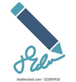 Writing Pencil vector icon. Style is bicolor flat symbol, cyan and blue colors, rounded angles, white background.