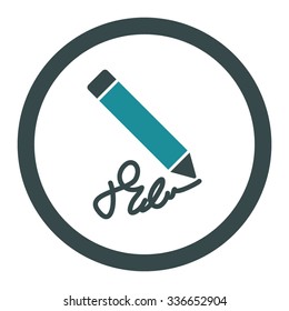 Writing Pencil vector icon. Style is bicolor flat rounded symbol, soft blue colors, rounded angles, white background.