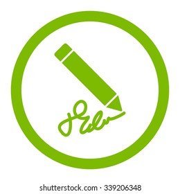 Writing Pencil vector icon. Style is flat rounded symbol, eco green color, rounded angles, white background.