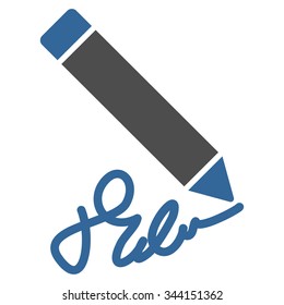 Writing Pencil vector icon. Style is bicolor flat symbol, cobalt and gray colors, rounded angles, white background.