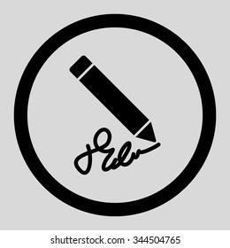 Writing Pencil vector icon. Style is flat rounded symbol, black color, rounded angles, light gray background.