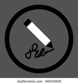 Writing Pencil vector icon. Style is bicolor flat rounded symbol, black and white colors, rounded angles, gray background.