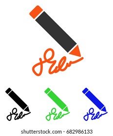 Writing Pencil vector pictogram. Illustration style is a flat iconic colored symbol with different color versions.