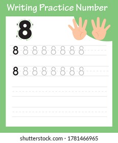Escribir la práctica 8 para imprimir una hoja para el preescolar. Práctica de escritura digital - 8. Un juego de matemáticas para niños en edad preescolar y escolar.
