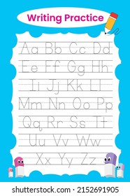 Writing Practice Alphabets School Worksheet Design Stock Vector ...