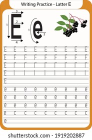 Writing practice for children, complete with pictures of fruits, to train children's memory