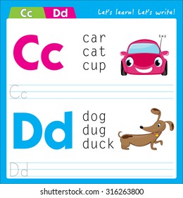 Writing practice letter c d