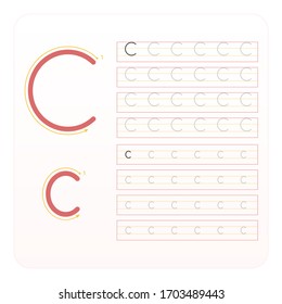 Writing practice letter C printable, kindergarten kids to improve basic writing skills,