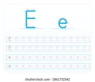 Writing Practice Letter E Printable Kindergarten Stock Vector (Royalty ...