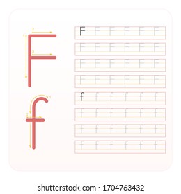 Writing practice letter F printable, kindergarten kids to improve basic writing skills,