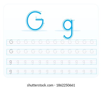 Escribir la carta de práctica G imprimible, niños de kindergarten para mejorar las habilidades básicas de escritura, 