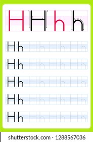 Writing Practice Letter Hh Printable Worksheet Stock Vector (Royalty ...