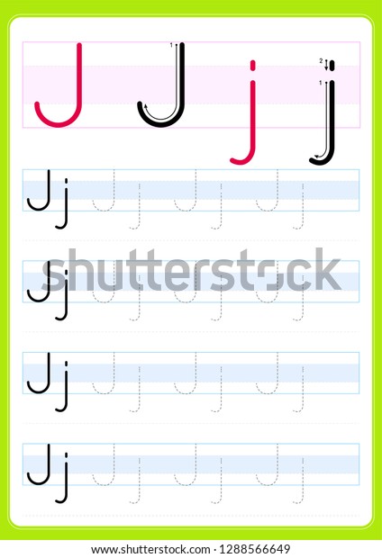 Writing Practice Letter Jj Printable Worksheet Stock Vector (Royalty ...