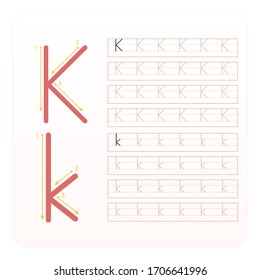 Writing Practice Letter K Printable Kindergarten Stock Vector (Royalty ...