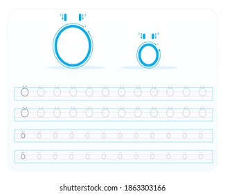 Writing practice letter Ö printable, kindergarten kids to improve basic writing skills, Turkish Character.