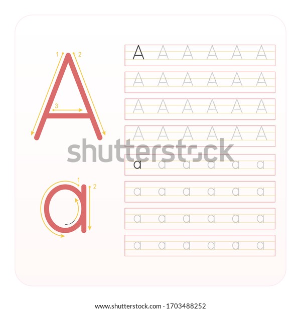 Writing Practice Letter Printable Kindergarten Kids Stock Vector ...