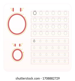 Writing practice letter Ö Turkish character, kindergarten kids to improve basic writing skills,