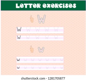 Writing practice of letters. Education for children. Vector illustration - Vector