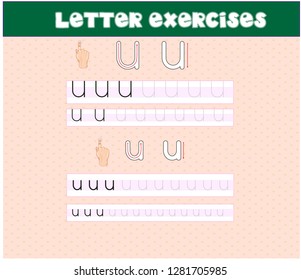 Writing practice of letters. Education for children. Vector illustration - Vector - Vector
