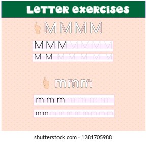 Writing practice of letters. Education for children. Vector illustration - Vector - Vector
